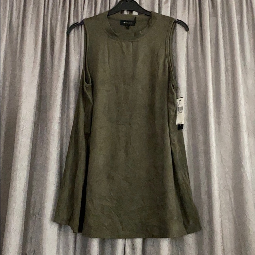 Faux suede olive green swing tank tunic
